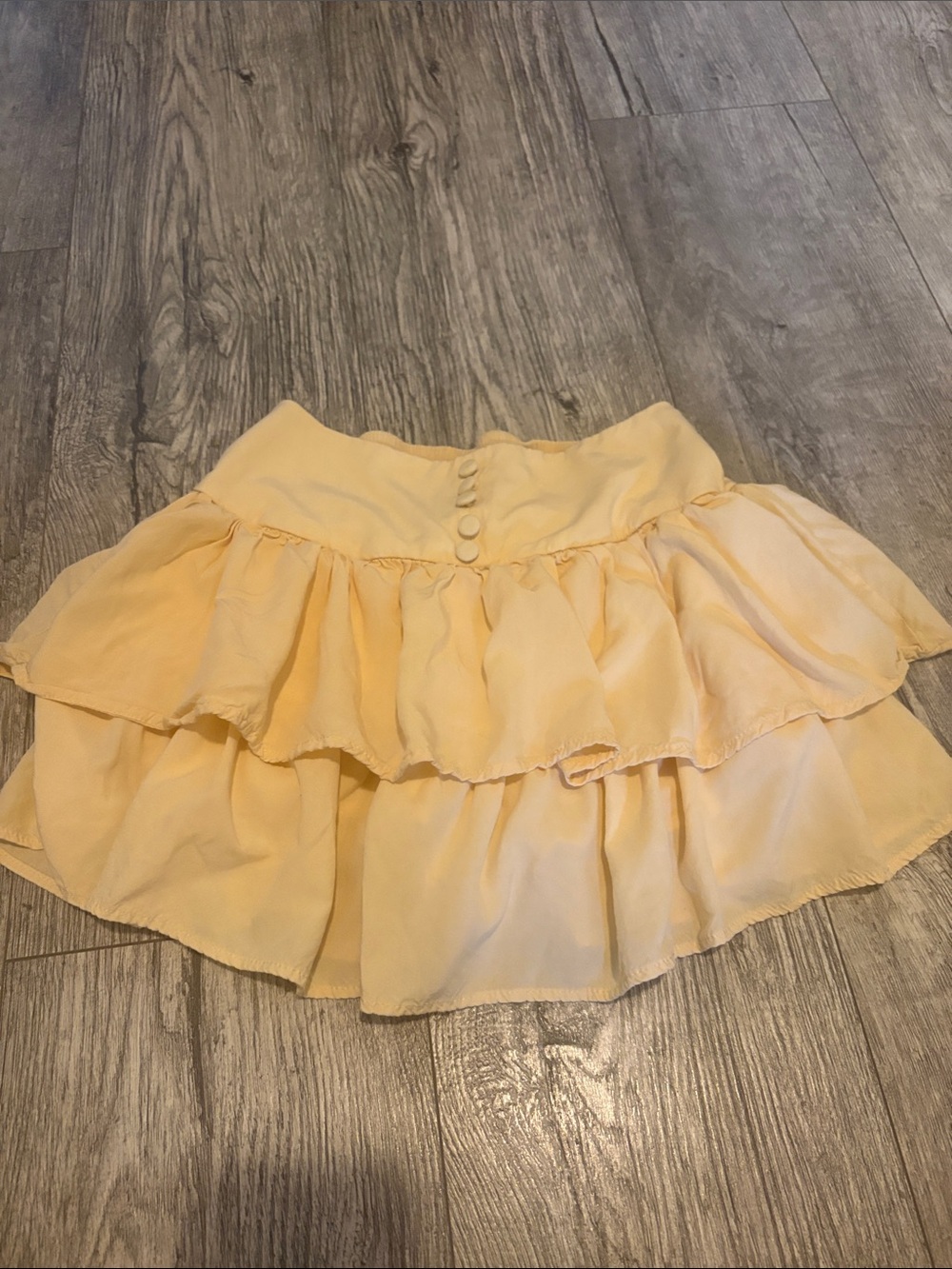 Lux Pale Yellow Tiered Ruffle Skirt XS